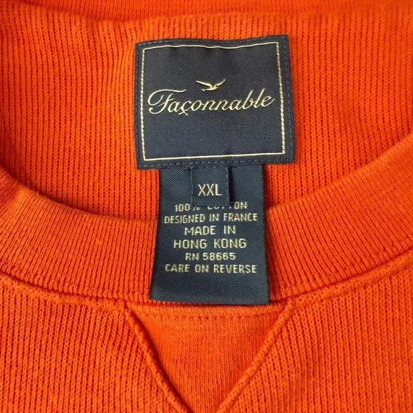 Vintage Faconnable Mens Sweater Long Sleeve 100% Cotton Rust Color 2XL - Picture 5 of 7